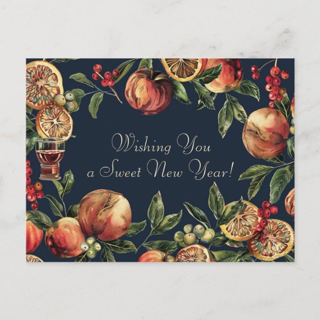 Watercolor  Shana Tova - blue & yellow Postcard (Front)