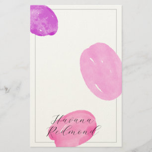 Watercolor shapes pink frame Stationery