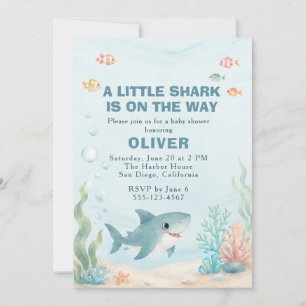 Watercolor Shark Baby Shower Invitation