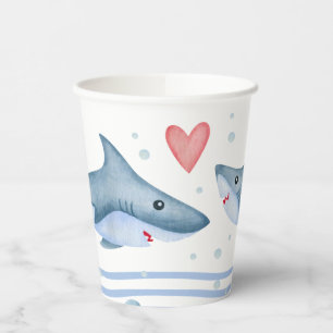 Watercolor Shark Baby Shower Paper Cups