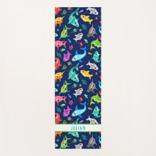 Watercolor Shark Family Adorable Personalised Yoga Mat