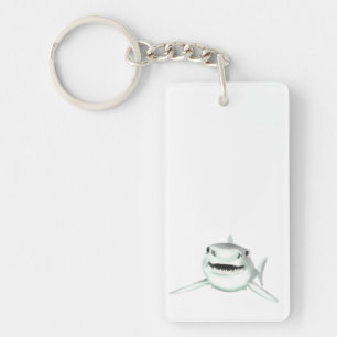 watercolor shark smiling gray green ocean animal  key ring