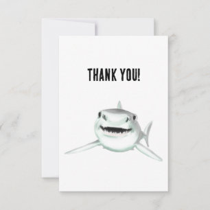 watercolor shark smiling grey green ocean animal  thank you card