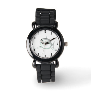 watercolor shark smiling grey green ocean animal watch