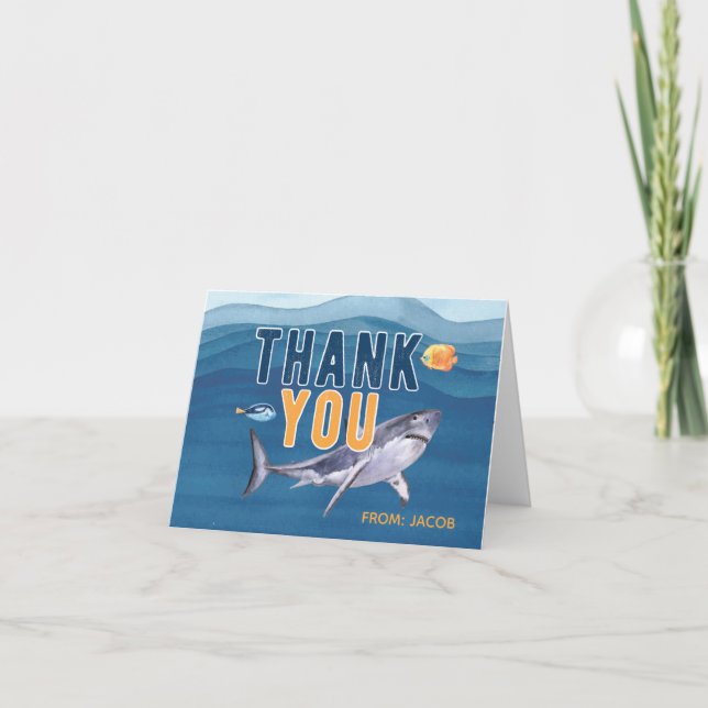 Watercolor Shark Thank You Card (Front)