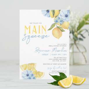 Watercolor She Found Her Main Squeeze Lemon Bridal Invitation