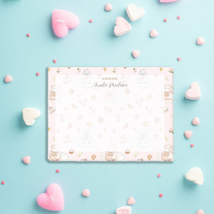 Watercolor Sheep Penguin in Sweets Dream Pink Name Post-it Notes