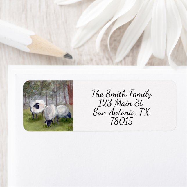 Watercolor Sheep Return Address (Insitu)
