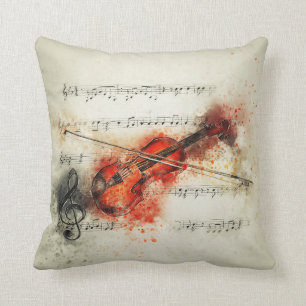 Watercolor Sheet Music and Violin Cushion