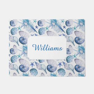 Watercolor Shells Add Your Name Doormat