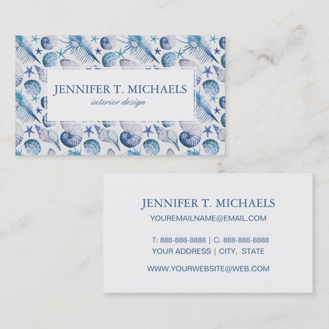 Watercolor Shells Business Card (Front/Back)