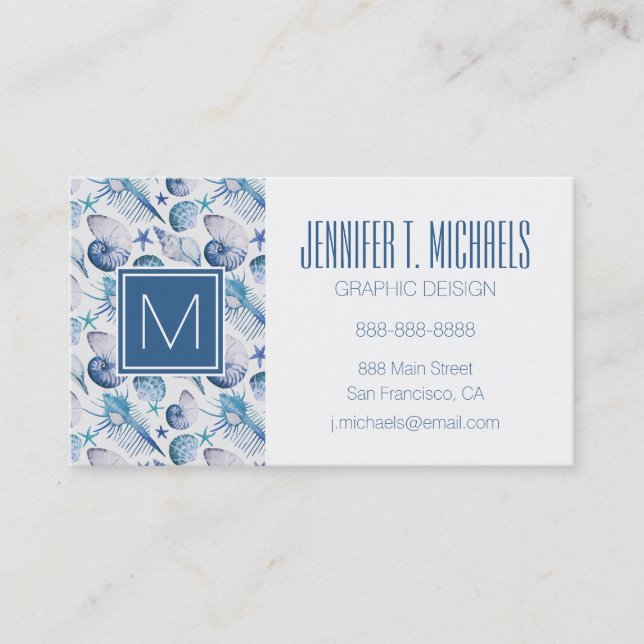 Watercolor Shells Business Card (Front)