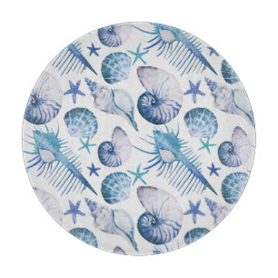 Watercolor Shells Cutting Board