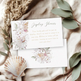 Watercolor Shells Floral Baby Show Display Shower  Enclosure Card