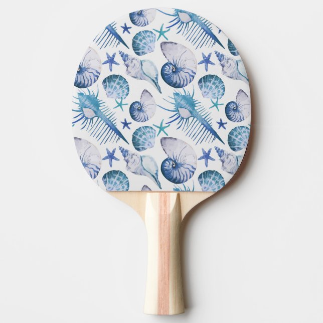 Watercolor Shells Ping Pong Paddle (Front)