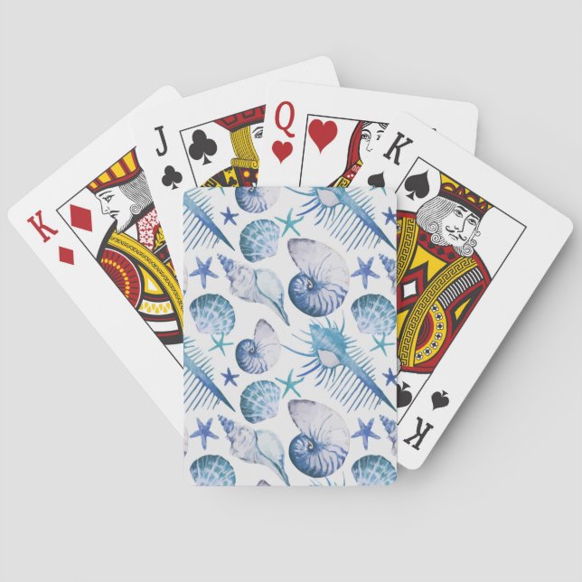 Watercolor Shells Playing Cards (Back)