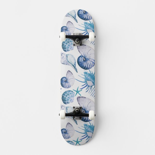 Watercolor Shells Skateboard (Front)