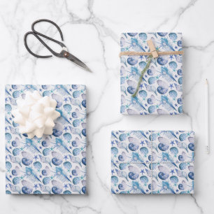 Watercolor Shells Wrapping Paper Sheet