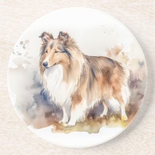 Watercolor Sheltie Coaster
