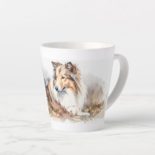 Watercolor Sheltie Latte Mug