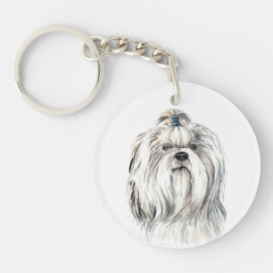 Watercolor Shih Tzu Key Ring
