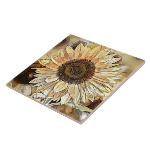 Watercolor Shine Sunflower Elegant Collection Tile