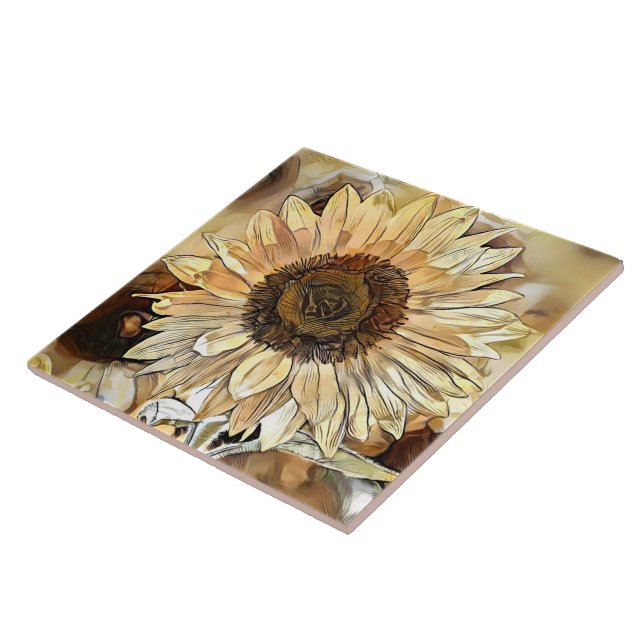 Watercolor Shine Sunflower Elegant Collection Tile (Side)