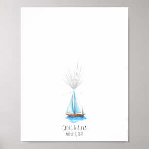 Watercolor Ship Fingerprint Guestbook