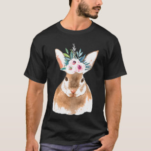 Watercolor Shirt Rose Pink Flowers Painting Bunny