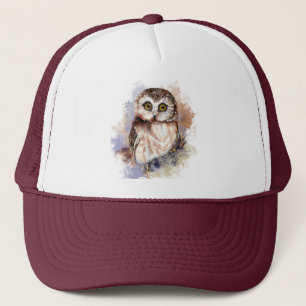 Watercolor Shocked Cute Little Owl Bird  Trucker Hat