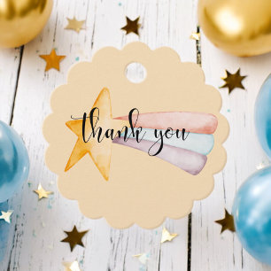 Watercolor Shooting Star & Rainbow Tail Thank You Favour Tags