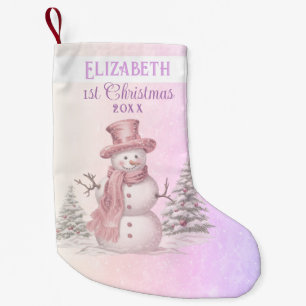 Watercolor Showman Baby's 1st Christmas Purple Small Christmas Stocking