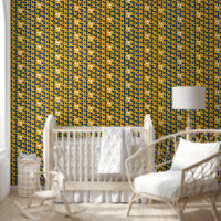 Watercolor SHRIMP Pattern Blue Yellow Nursery