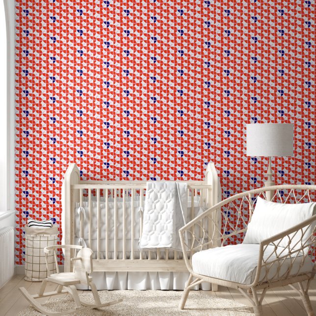 Watercolor SHRIMP Pattern Orange Blue Nursery Wallpaper (Kids)