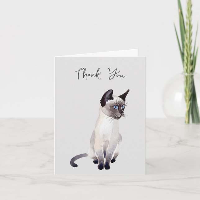 Watercolor Siamese Cat Card (Front)