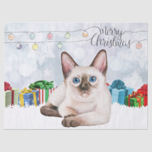 Watercolor Siamese Kitten Christmas Tissue Paper