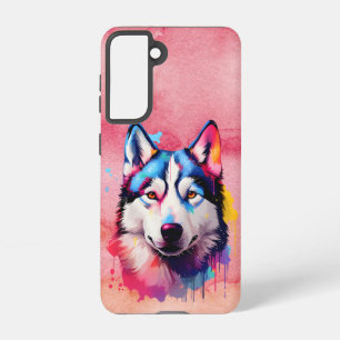 Watercolor Siberian Husky Colourful Art Samsung Galaxy Case