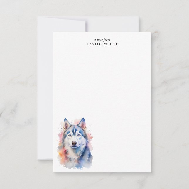 Watercolor Siberian Husky Dog Custom Thank You Card (Front)