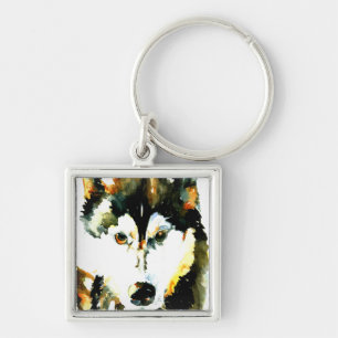 Watercolor Siberian Husky Key Chain