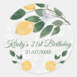 Watercolor Sicilian Lemons Birthday Classic Round Sticker