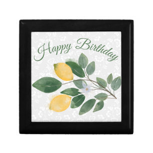 Watercolor Sicilian Lemons Happy Birthday Gift Box