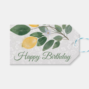 Watercolor Sicilian Lemons Happy Birthday Gift Tags