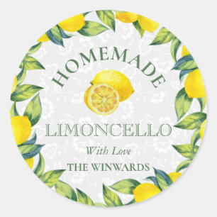 Watercolor Sicilian Lemons Homemade Limoncello Classic Round Sticker