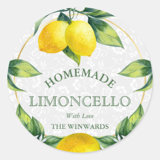 Watercolor Sicilian Lemons Homemade Limoncello Classic Round Sticker