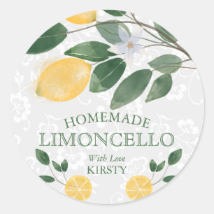 Watercolor Sicilian Lemons Homemade Limoncello Classic Round Sticker