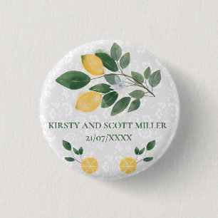 Watercolor Sicilian Lemons Wedding 3 Cm Round Badge