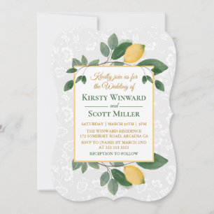 Watercolor Sicilian Lemons Wedding Invitation