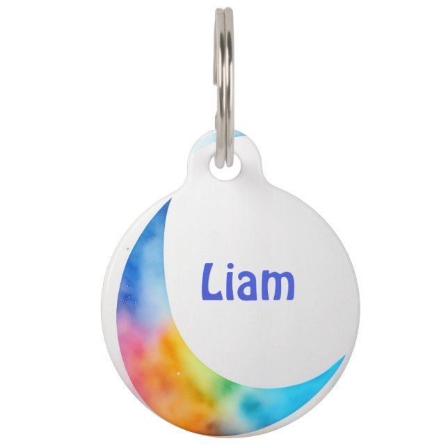 Watercolor Sickle colorful Pet Tag (Front)