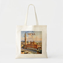 Watercolor Siena Italy Vintage Piazza del Campo