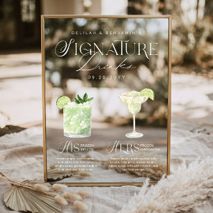 Watercolor Signature Drink Wedding Bar Sign Cling
